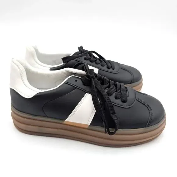 London Rag Knockout Faux Leather Sneakers Shoes Women's Black Size US8 EU39 - Picture 3 of 16